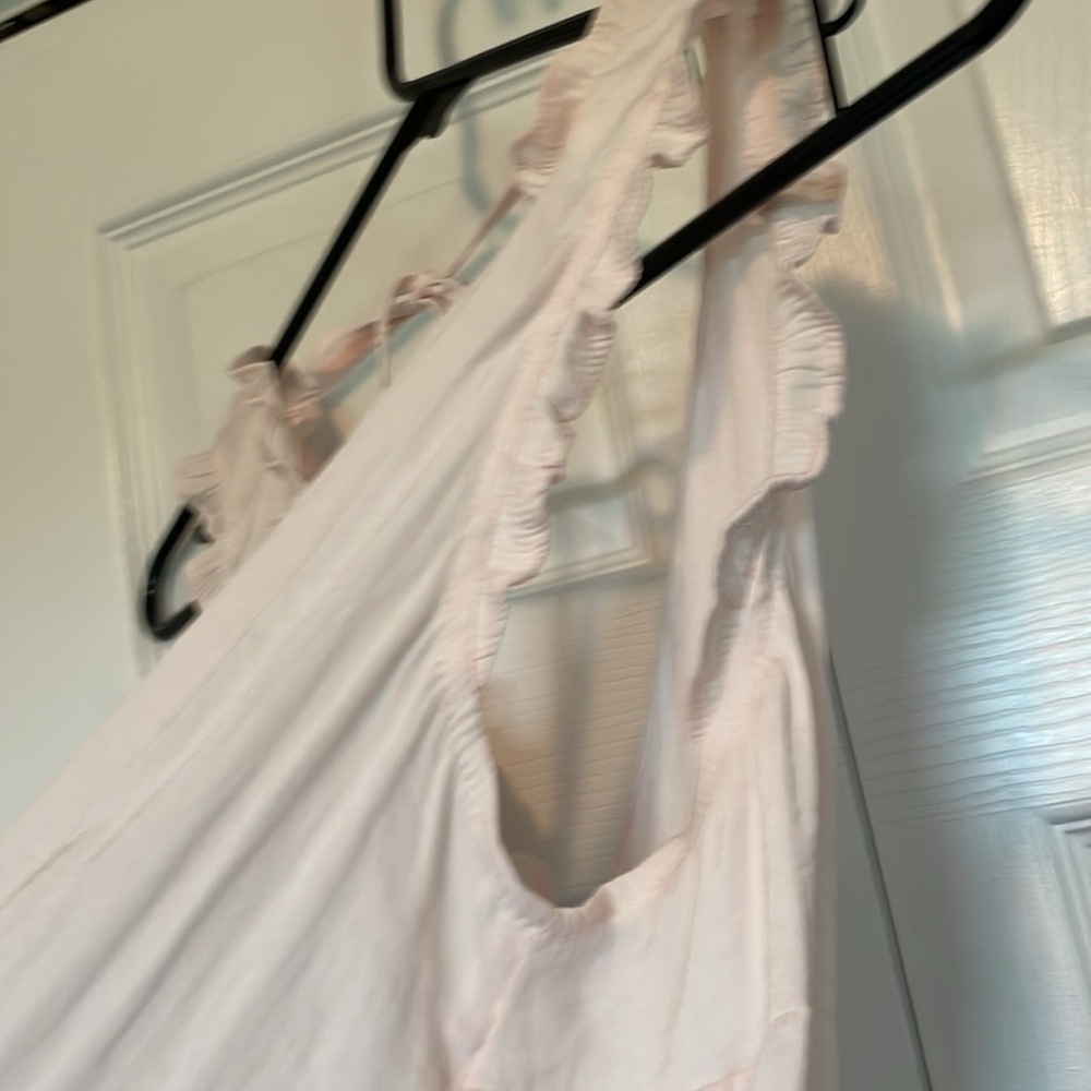 Lauren Conrad M light pink tank top ruffles v neck back tie detail lightweight - Picture 8 of 8